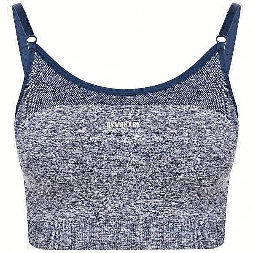 NEW Gymshark Navy Marl/Light Gray Flex Strappy Sports Bra Women's Size Medium